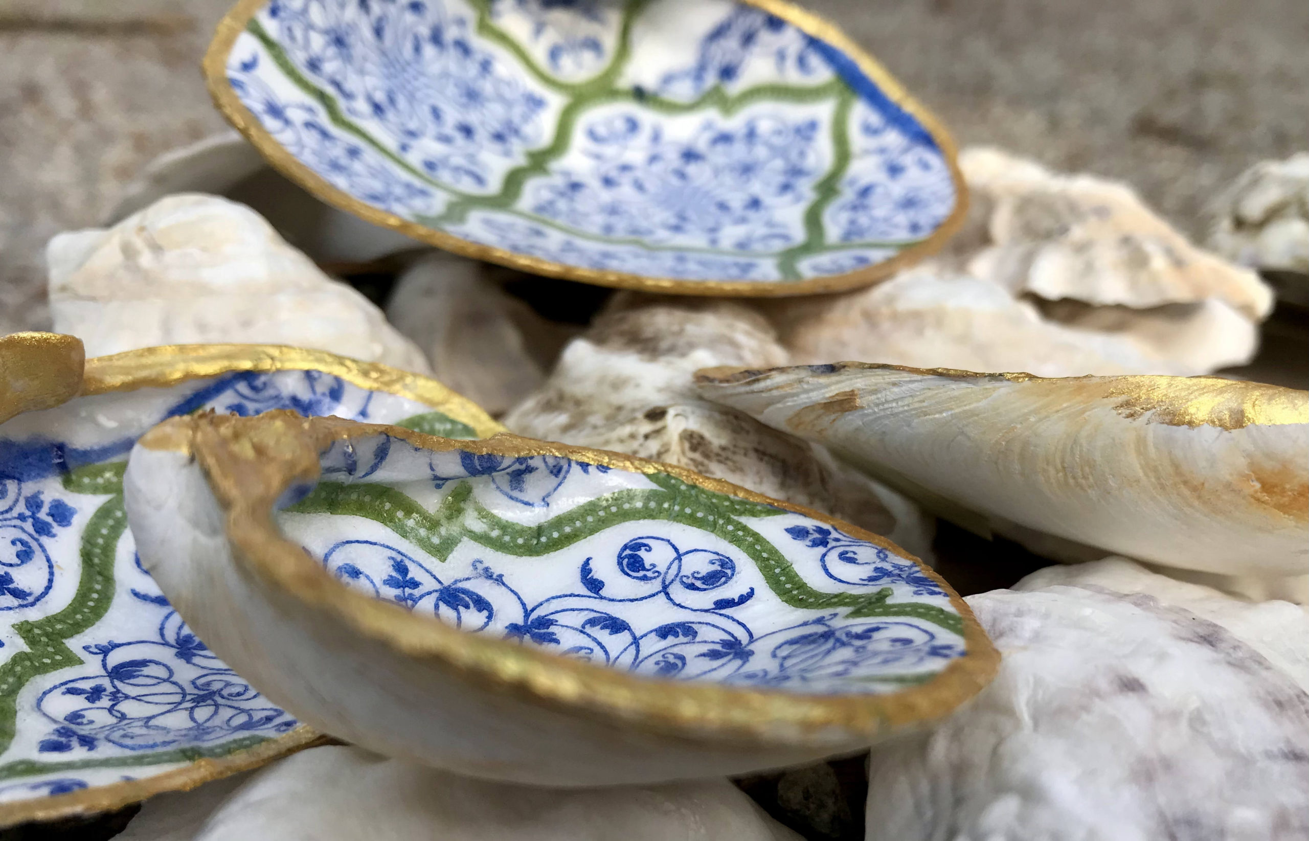 Trinket Dish Blue and Green Filigree - Image 2